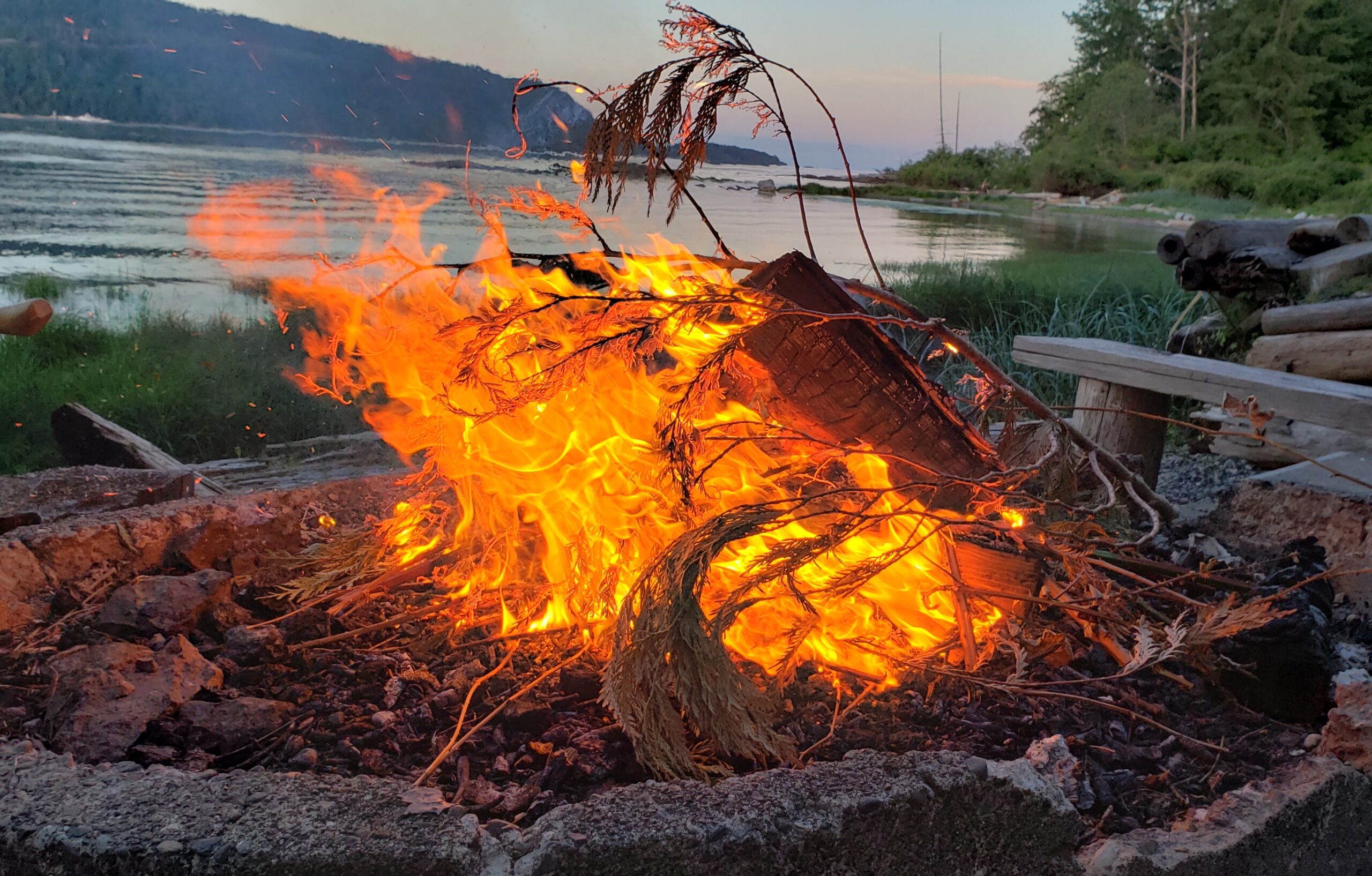 Roaring campfire